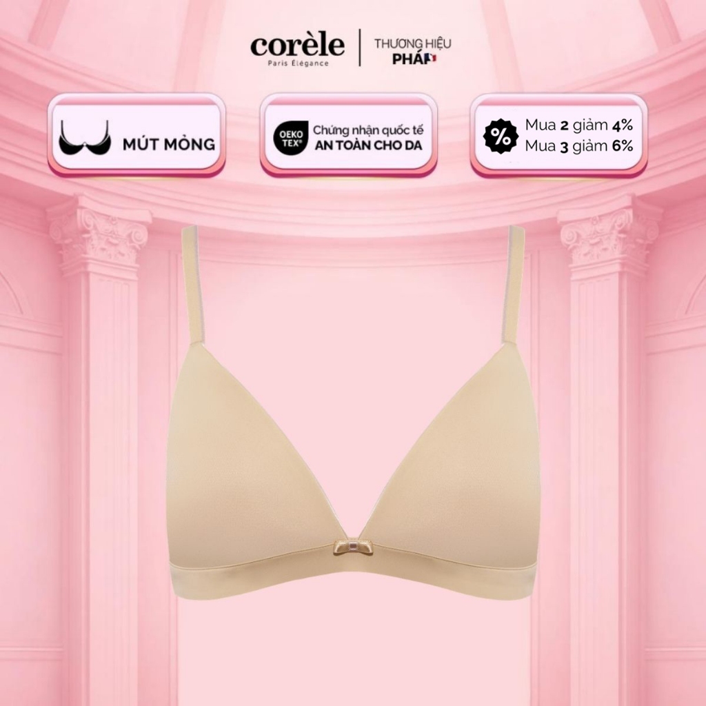 Áo lót nữ không gọng mút mỏng 0.5cm Cup tam giác, thun lạnh mịn mướt, chuẩn OEKO-TEX | CORÈLE 50137A