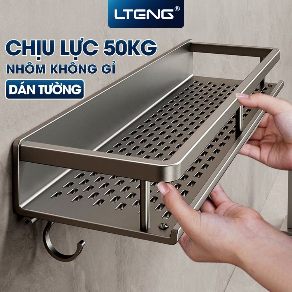Kệ để đồ nhà tắm LTENG dán tường bằng keo hoặc ốc vit, chất liệu nhôm cao cấp, chống gỉ