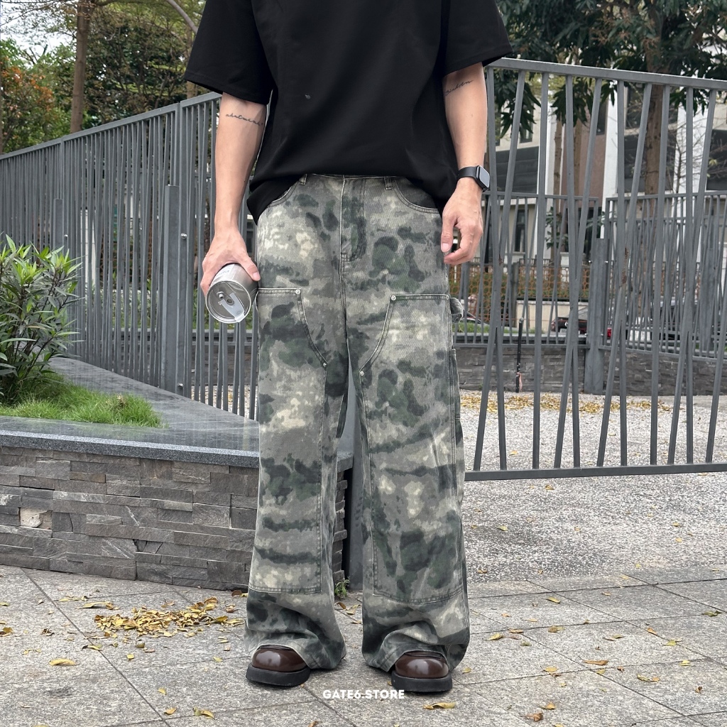 Quần Jean Nam NR hoạ tiết, quần bò suông ống rộng 909 - GATE6 - 5559