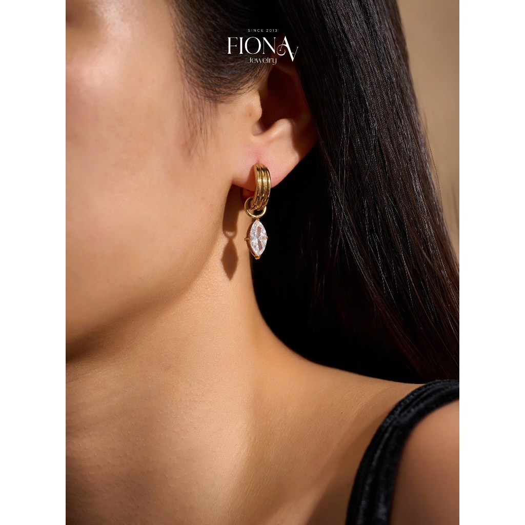 Khuyên tai nữ Lumi Hoops đeo 2 kiểu sang trọng tinh tế Fionaa Jewelry thép Titan không gỉ