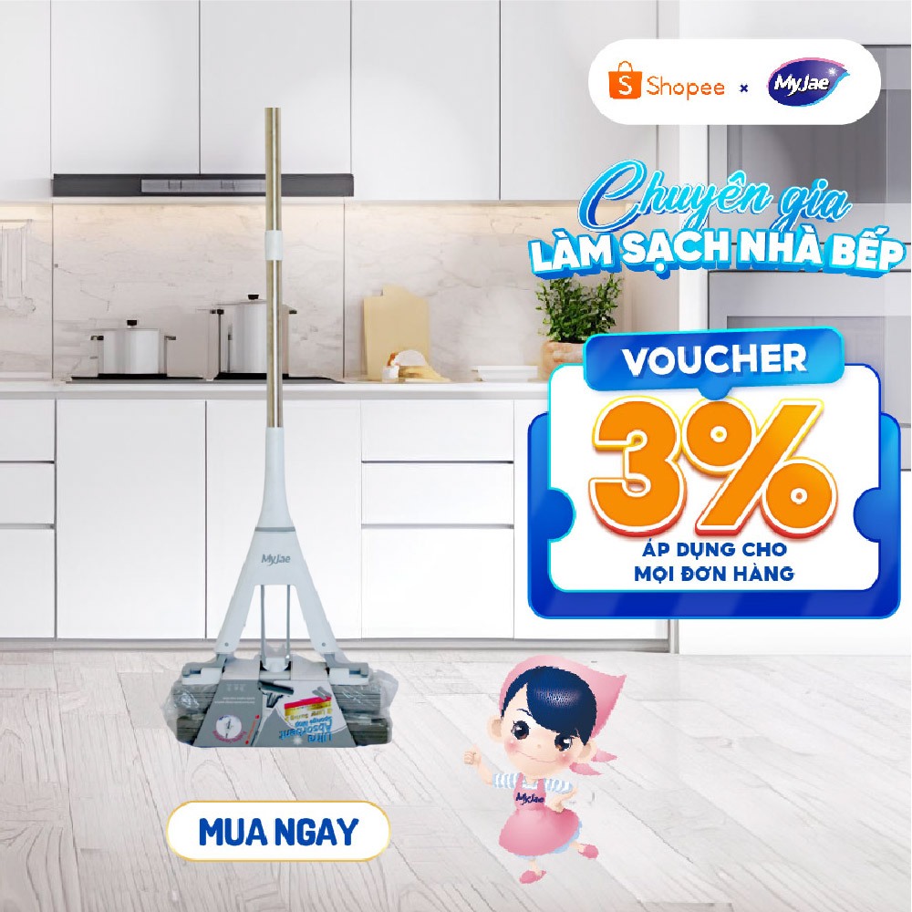 Cây Lau Nhà Mút PVA MyJae – Siêu Thấm Nước, Dễ Vắt Khô