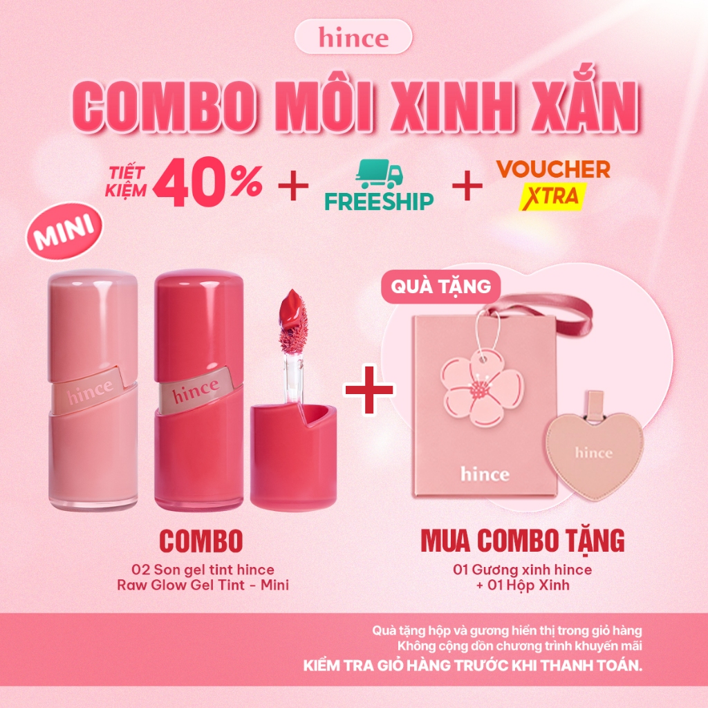 [Combo Môi Xinh Xắn] COMBO 2 SON  hince Raw Glow Gel Tint Mini