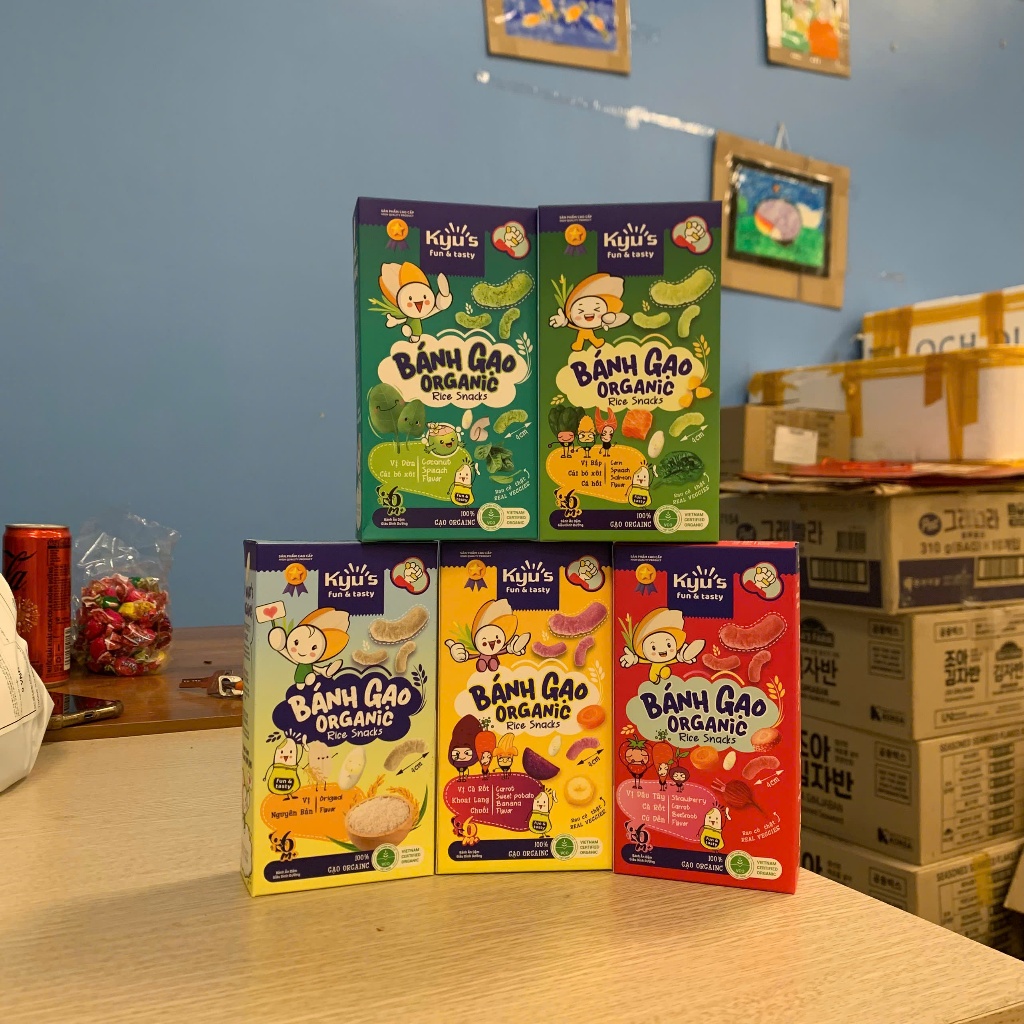 Bánh gạo hữu cơ Kyu's cho bé ăn dặm từ 6M - hộp 10g