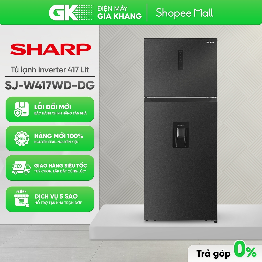 SJ-W417WD-DG Tủ lạnh Sharp Inverter 417 lít [Freeship HCM]