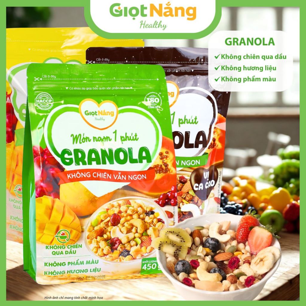 Granola Ngũ Cốc Ăn Sáng Giúp No Lâu từ Nông Sản Giọt Nắng