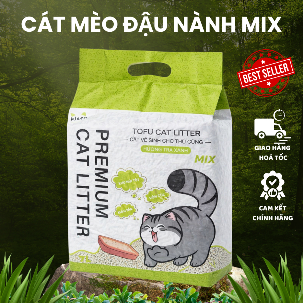 Cát Vệ Sinh Mèo Đậu Nành Mix 7L, Cát Mèo Đậu Nành Mix Đất Sét Kleen Cat - CM43