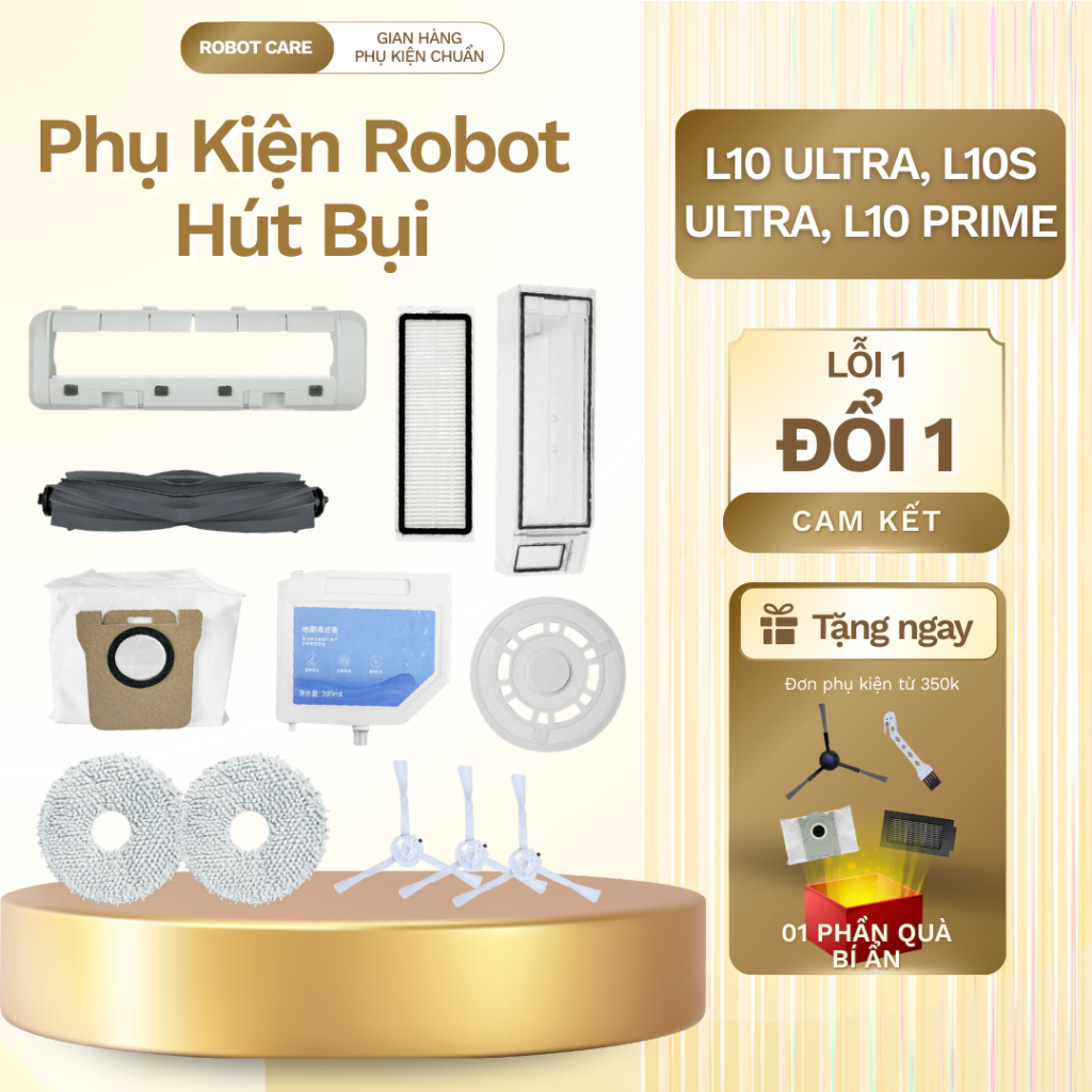 Phụ kiện robot hút bụi Dreame L10S Ultra, L10 Prime, L10 Ultra - Nước lau sàn Dreame, màng lọc, chổi