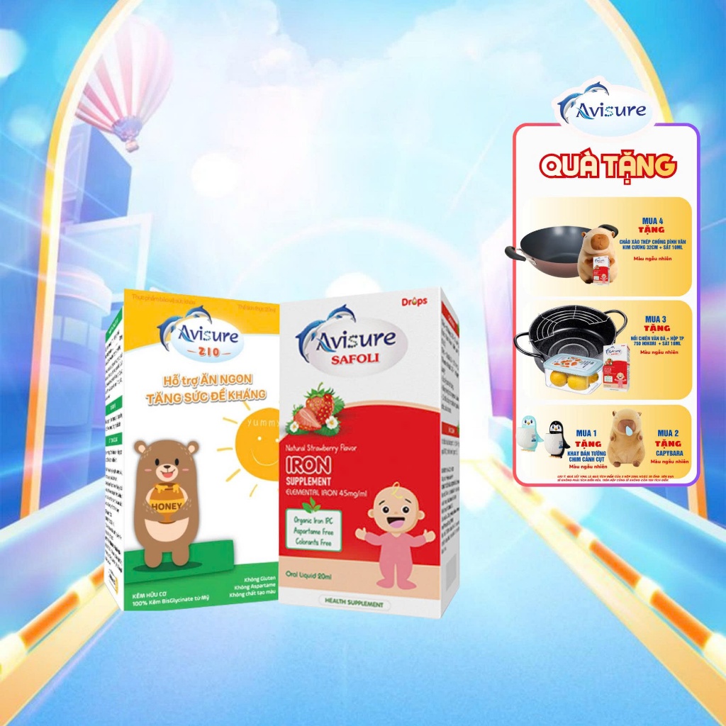 [QUÀ Y HÌNH] Kẽm Avisure Zio và Sắt Avisure Safoli giúp con ăn ngon tăng đề kháng, khỏe mạnh