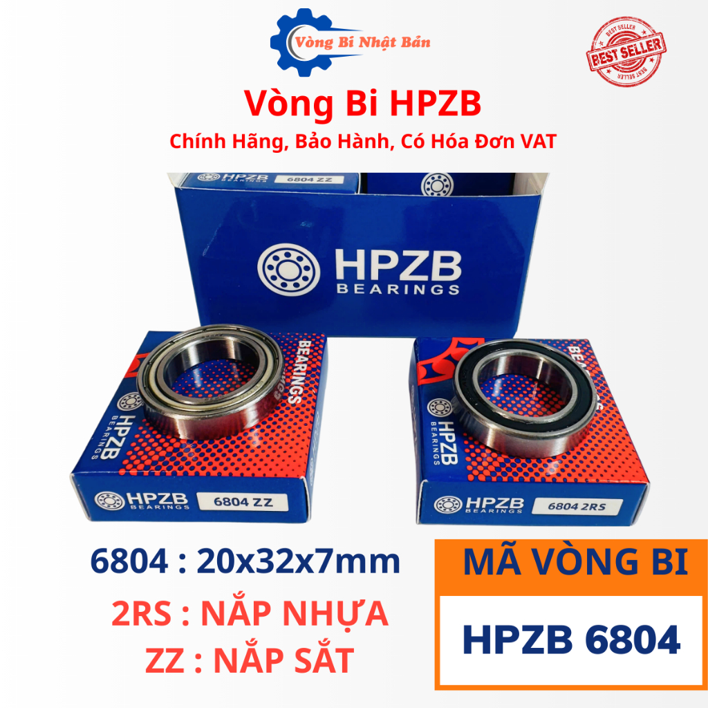 | HÀNG CHÍNH HÃNG | Vòng bi HPZB 6804 [ZZ/2RS] Nắp Sắt/Nhựa-Bạc Đạn 6804 CÓ HÓA ĐƠN VAT