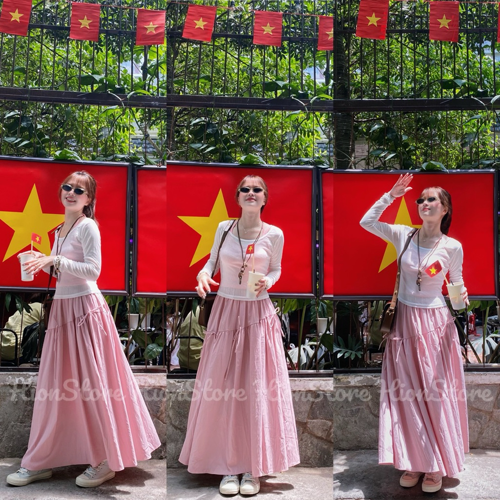 HION STORE - Set 3 món: áo trắng tay dài+ áo yếm + cv dài 2 màu