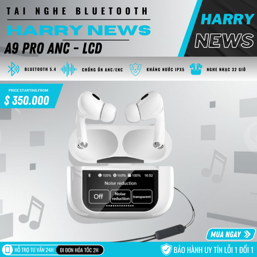 Tai Nghe Bluetooth V10 Pro  Chong On ANC .3 - Công Nghệ Âm Thanh Đỉnh Cao ..HARRY NEWS