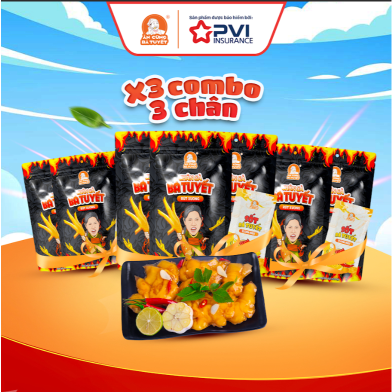 X3 COMBO 3 CHÂN GÀ KÈM GÓI SỐT - ĂN CÙNG BÀ TUYẾT M114