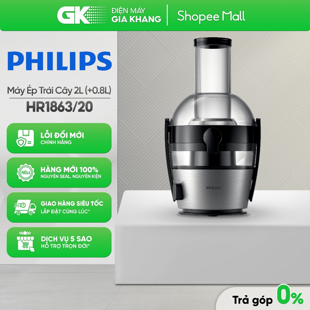 HR1863/20 Máy Ép Trái Cây Philips HR1863 Công Suất 800W [Giao Toàn Quốc]