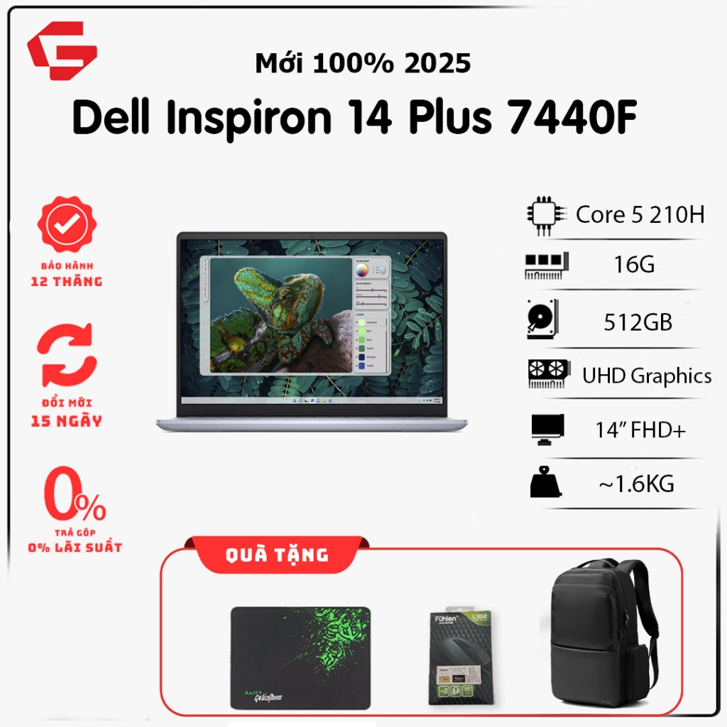 [Full VAT] Laptop Dell Inspiron 14 Plus 7440F (Core5 - 210H | 16GB | SSD 512G | 14" FHD+)