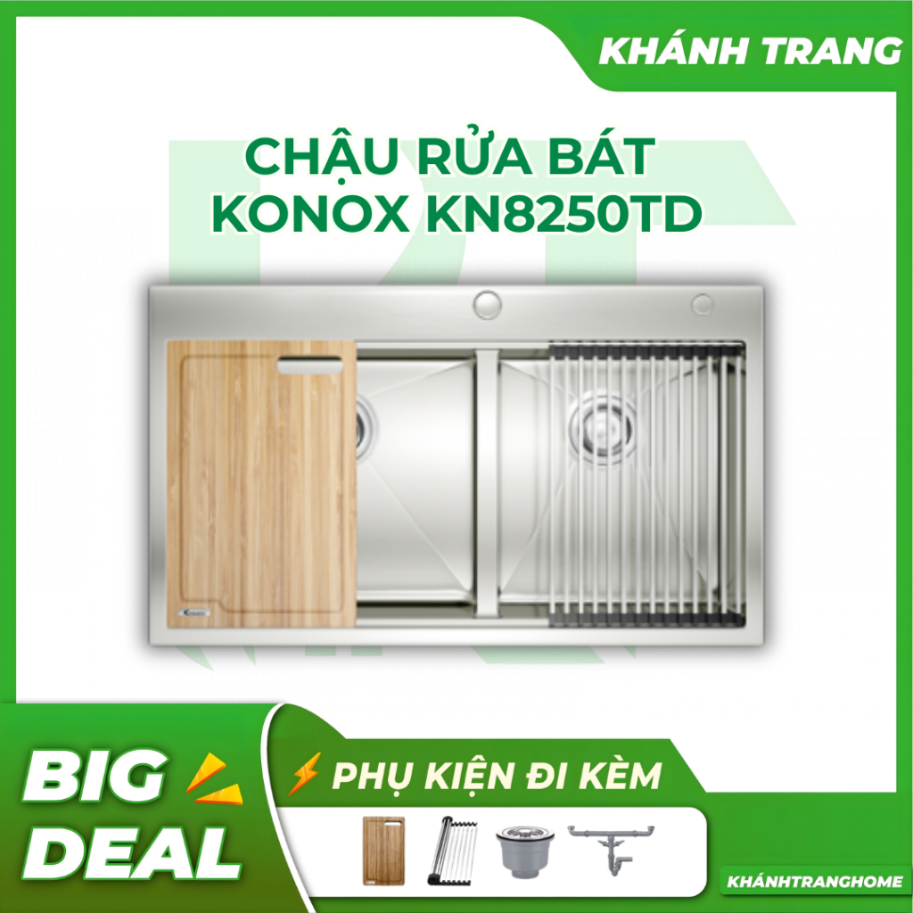 CHẬU RỬA CHÉN BÁT KONOX WORKSTATION TOPMOUNT SINK KN8250TD chính hãng - Khánh Trang Home
