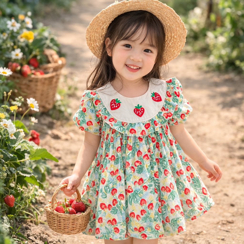 BST váy hè bé gái Dudu Cream hoạ tiết xinh xắn cho bé từ 2-8T DS10 - TILANI  Store