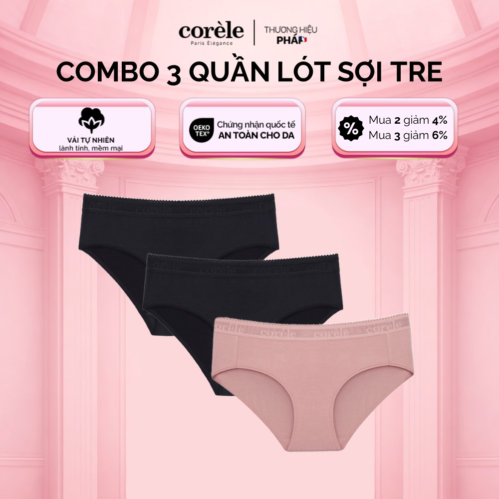 COMBO 3 Quần lót nữ cạp vừa, chất vải sợi tre - chuẩn an toàn quốc tế OEKO-TEX | CORÈLE 02138A