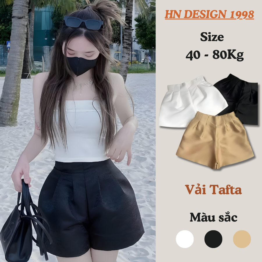 Quần Short Nữ Đùi Dáng Xoè Phồng Khoá Sau 2 Lớp Cạp Cao Tôn Dáng Thời Trang Nữ HN DESIGN 885