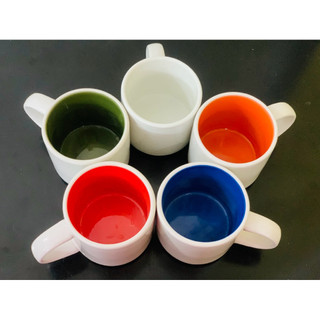 Set 5 cốc sứ trắng có quai gốm Bát Tràng