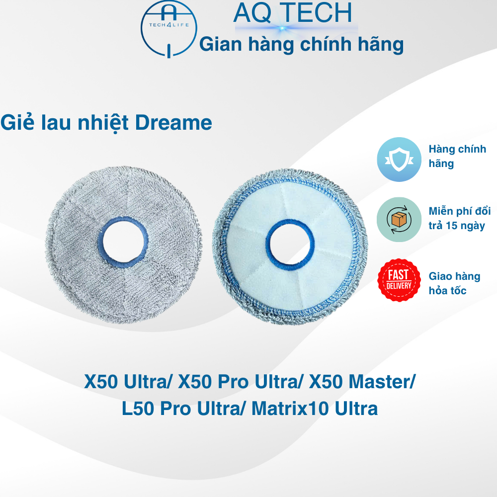Giẻ lau , khăn lau nhiệt ngậm nước cho Robot Dreame X50 Ultra , X50 Pro Ultra, Matrix10 Ultra, X50 M