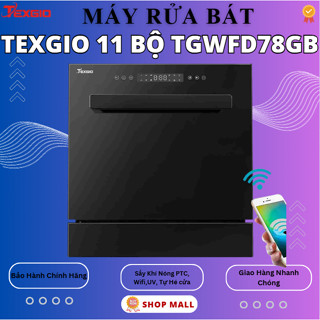 Máy rửa bát Texgio WIFI 11 Bộ TGWFD78GB, diệt khuẩn UV, tự động hé cửa