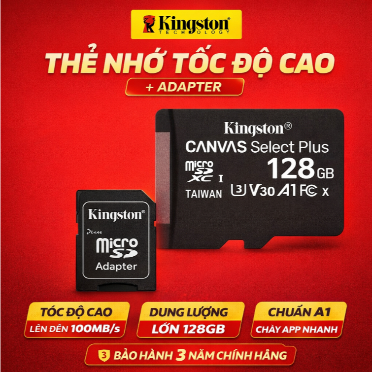 Thẻ nhớ tốc độ siêu cao Kingston 100MB / s UHS-I Class 10 Thẻ Micro SD / TF 16GB 32GB 64GB 128GB  Đầu ra an toàn Tư