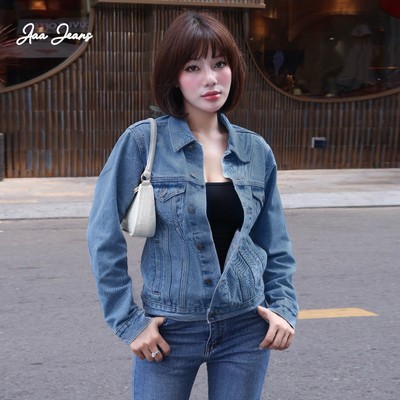 Aaa Jeans - Áo Khoác Denim Nữ Cao Cấp Màu Classic Blue Dễ Phối Đồ