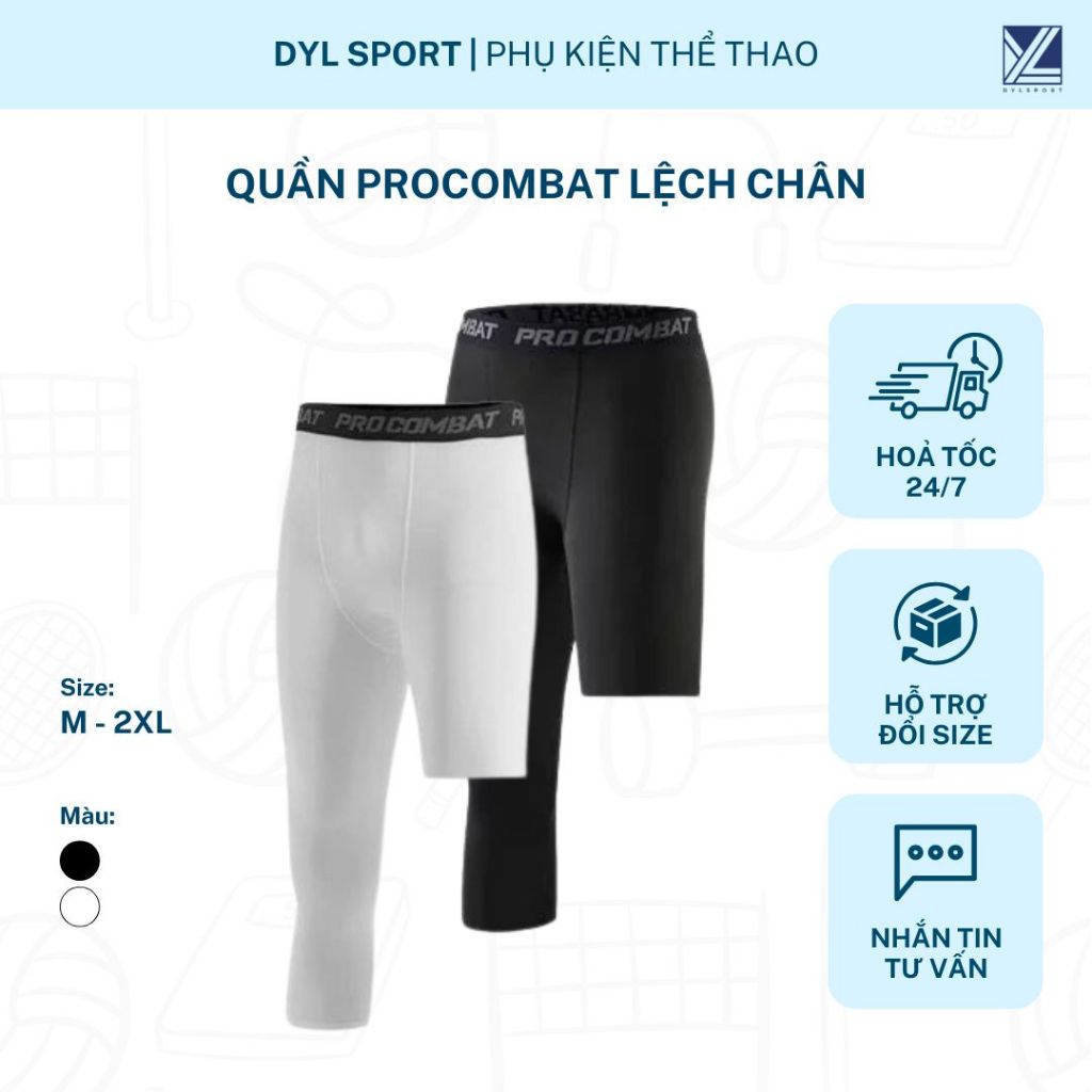 Quần Procombat lệch chân co giãn 4 chiều thoáng khí ôm body hỗ trợ tập luyện