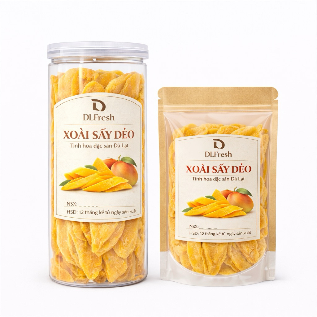 Xoài Sấy Dẻo DLFresh – Xoài Sấy Lát Dẻo Tự Nhiên, Đặc Sản Đà Lạt, Ngọt Thanh