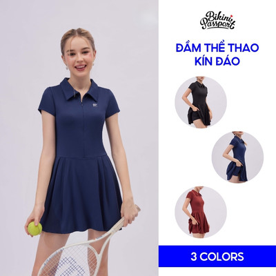 Bộ đồ thể thao nữ kiểu đầm kín đáo che dáng chơi pickleball, cầu lông, tennis - Bikini Passport - BG130_NV