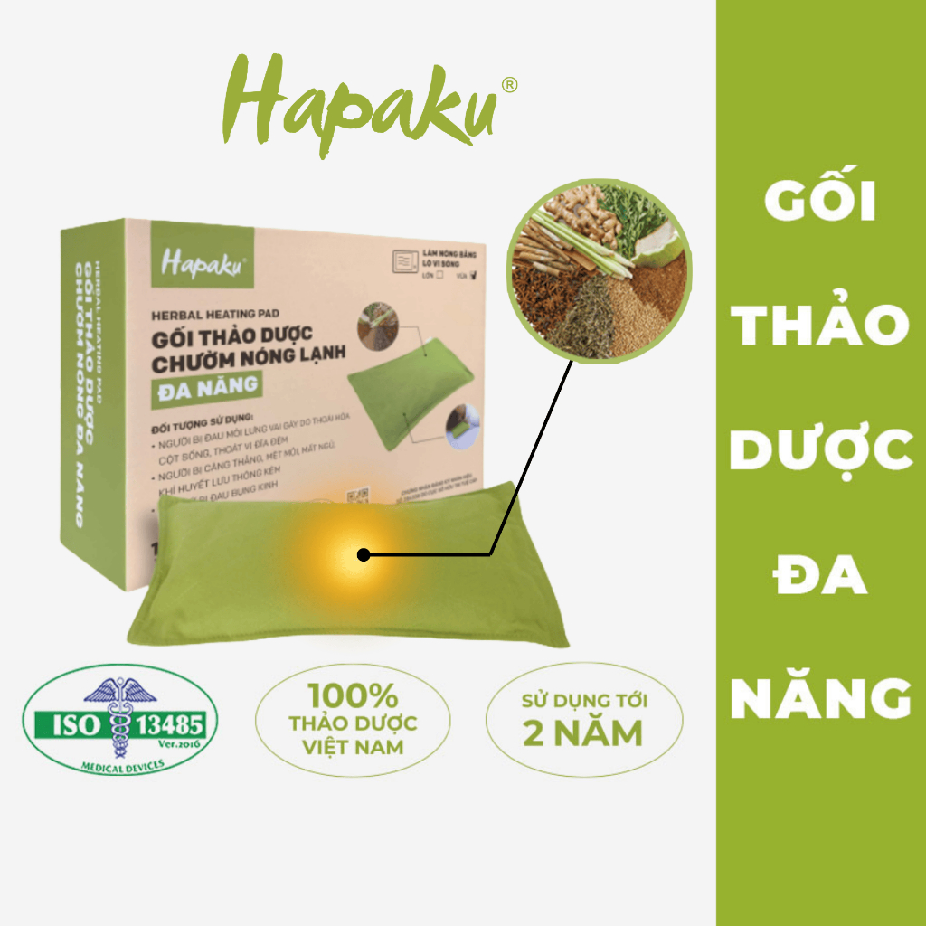 Túi Chườm Thảo Dược HAPAKU, Giảm Căng Cứng Cơ, Chườm Bụng Kinh, Massage Vai Gáy, Lưu Thông Khí Huyết