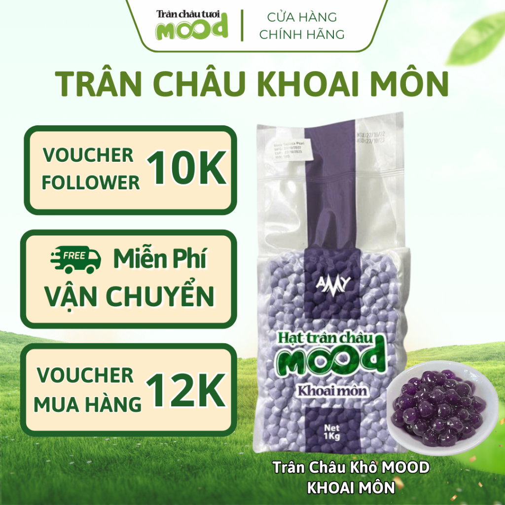 Trân châu Mood - Trân châu Khoai môn - Hạt dai dẻo thơm - Chuẩn Đài Loan - nấu nhanh gói 1kg