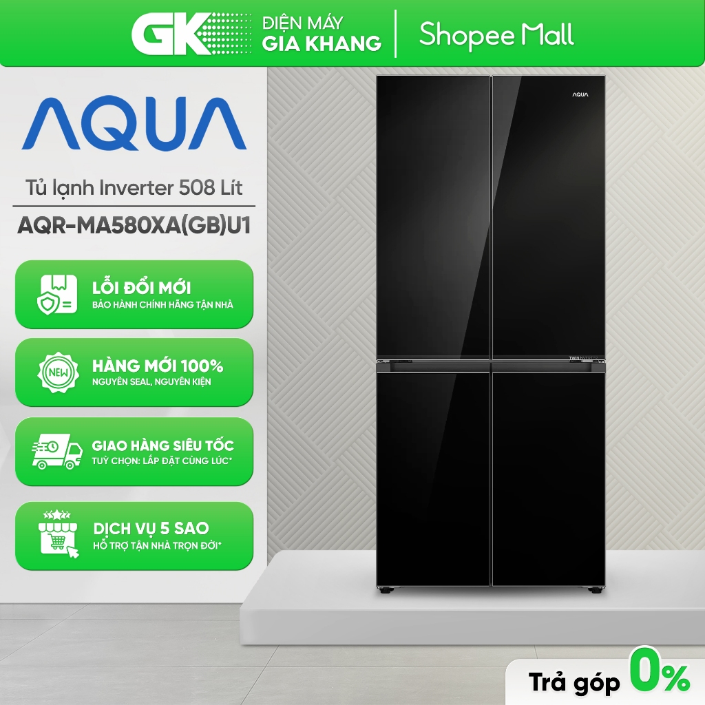 Tủ lạnh Aqua Inverter 508 lít Multi Door AQR-MA580XA(GB)U1 [Freeship HCM]