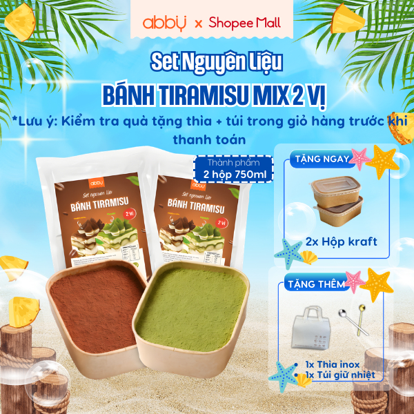 [ABBY] Set làm bánh Tiramisu hộp kraft/ hộp thiếc thành phẩm 2 hộp 1000ml,1500ml- Chuẩn vị Ý - Không cần lò nướng