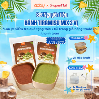 [ABBY] Set làm bánh Tiramisu hộp kraft/ hộp thiếc thành phẩm 2 hộp 1000ml,1500ml- Chuẩn vị Ý - Không cần lò nướng