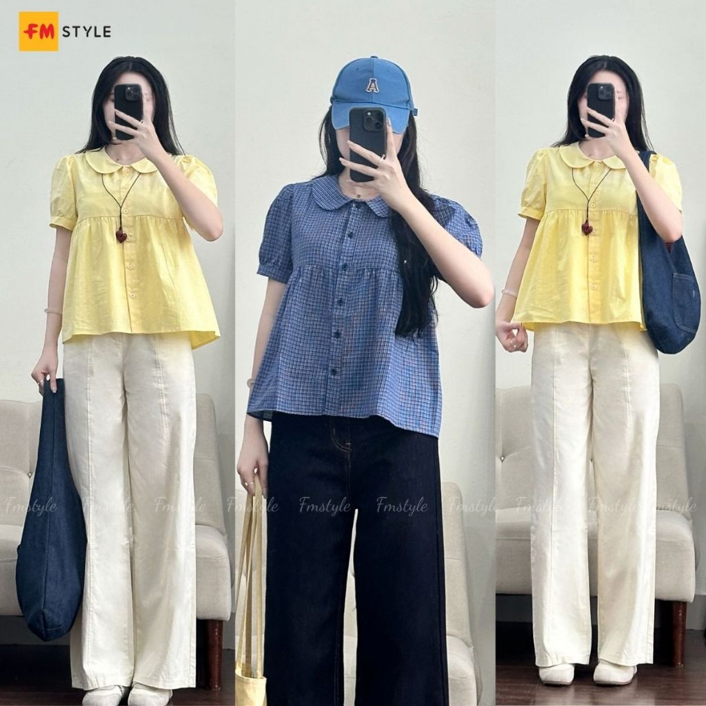 Áo Kiểu Babydoll Nữ FMSTYLE Cổ Sen Tay Bồng – Áo Sơ Mi Nữ Dáng Rộng Xinh Xắn Hottrend 26010439