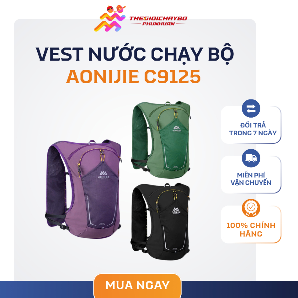 Balo Chạy Bộ Aonijie C9125 Cao Cấp - Vest Nước Thể Thao Siêu Nhẹ 210g Điều Chỉnh Vòng Ngực Linh Hoạt