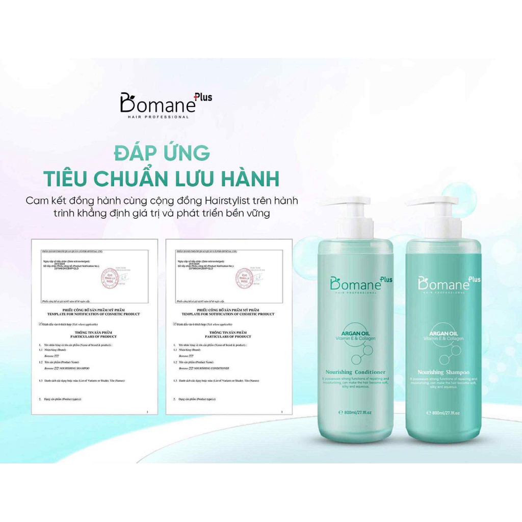[Bomane] Cặp Dầu Gội Xả Cao Cấp Phục Hồi Hư Tổn Bảo Vệ Màu Nhuộm Tái Tạo Toàn Diện Đa Tầng 800ML