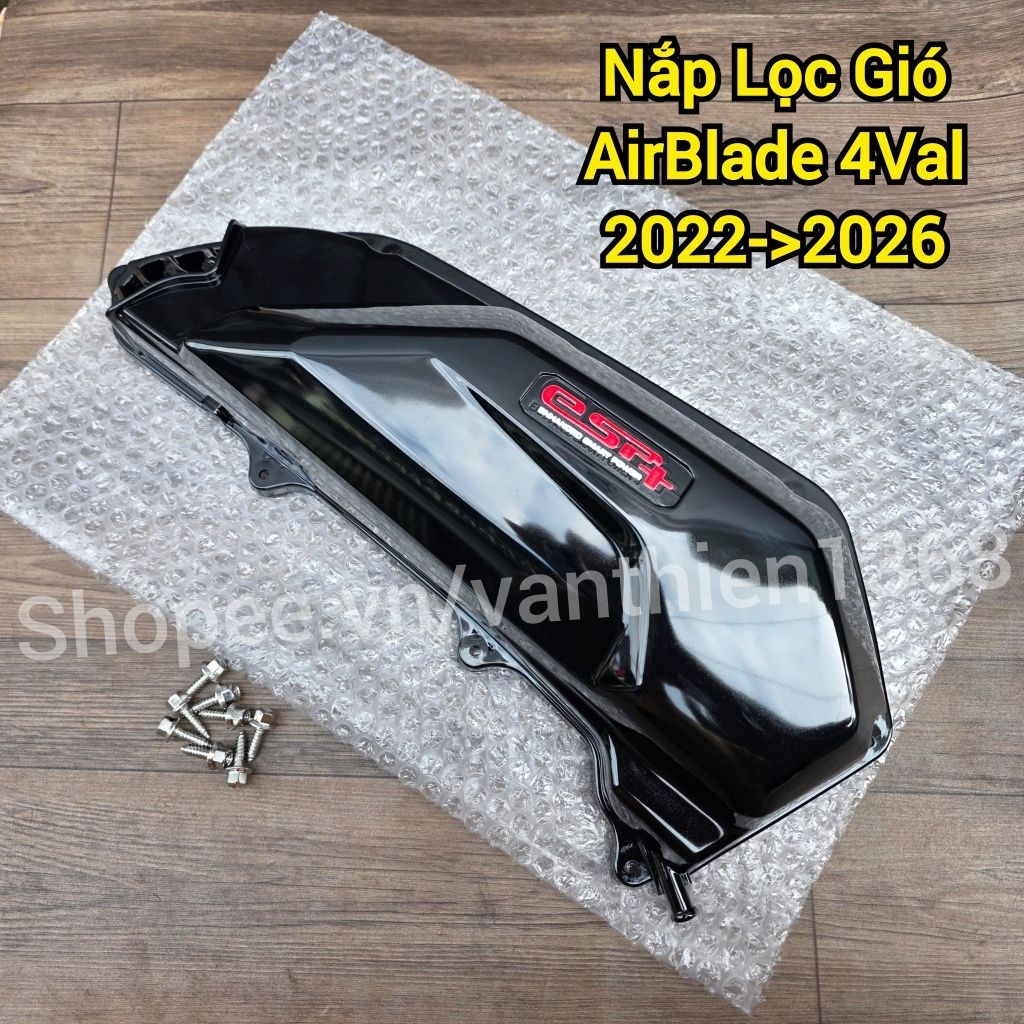 Nắp Bầu Lọc Gió Pô E Xe AB AirBlade 4Val 125-150-160 2022->2026 Nhựa Đen Bóng Kèm Tem Dán