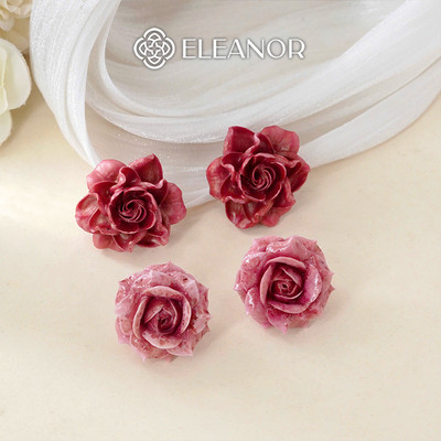 Bông tai nữ chuôi bạc 925 Eleanor Accessories hoa hồng phụ kiện trang sức khuyên tai 11633