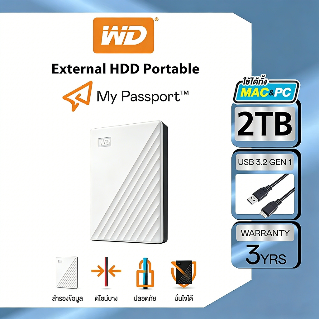 Western Digital My Passport Hard disk External 2.5 WD USB3.0 Hard Drives Portable （1TB/2TB） Hdd