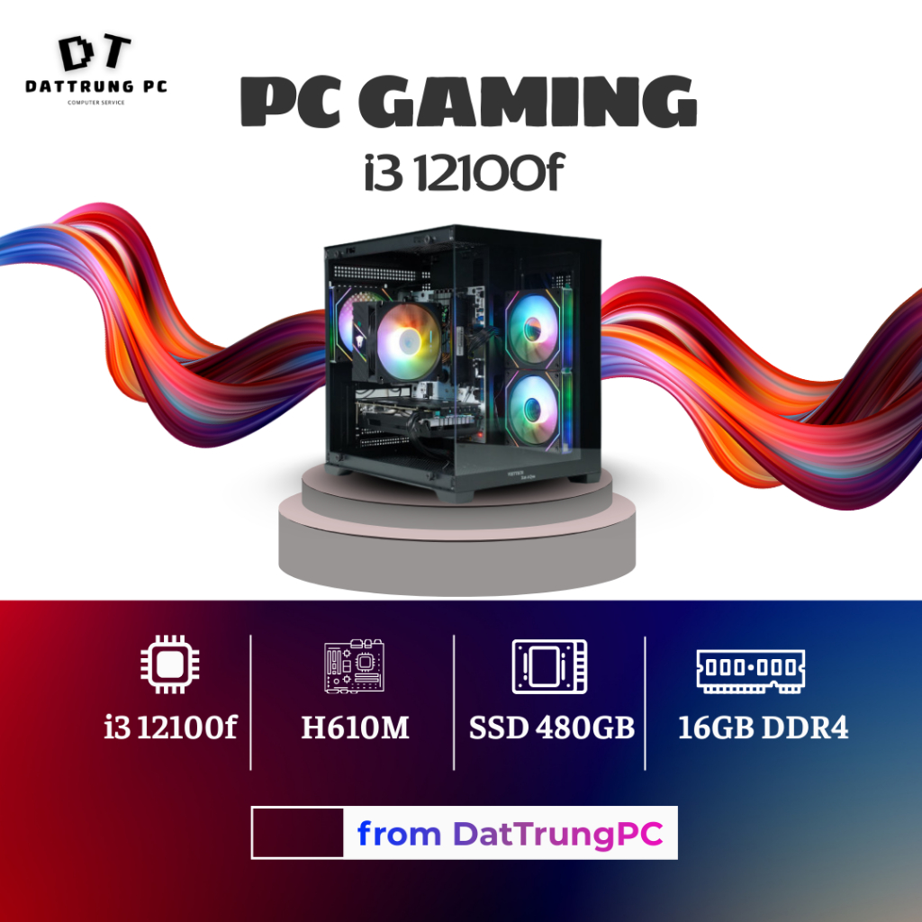 PC Gaming i3-12100F ⚡ Main H610M 🧩 RAM 16GB 🚀 SSD 480GB 💾 Hiệu Năng Ổn Định 💪 Chơi Game & Làm Việc M