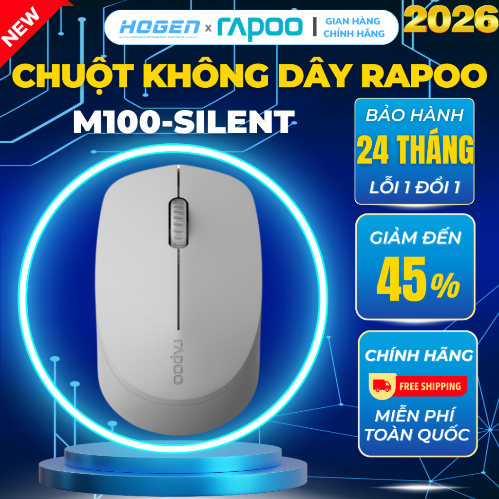 Chuột Không Dây Rapoo M100 Silent - Bluetooth, DPI 5 Cấp, Tiếng Động Siêu Nhỏ, Phù Hợp Laptop/ PC