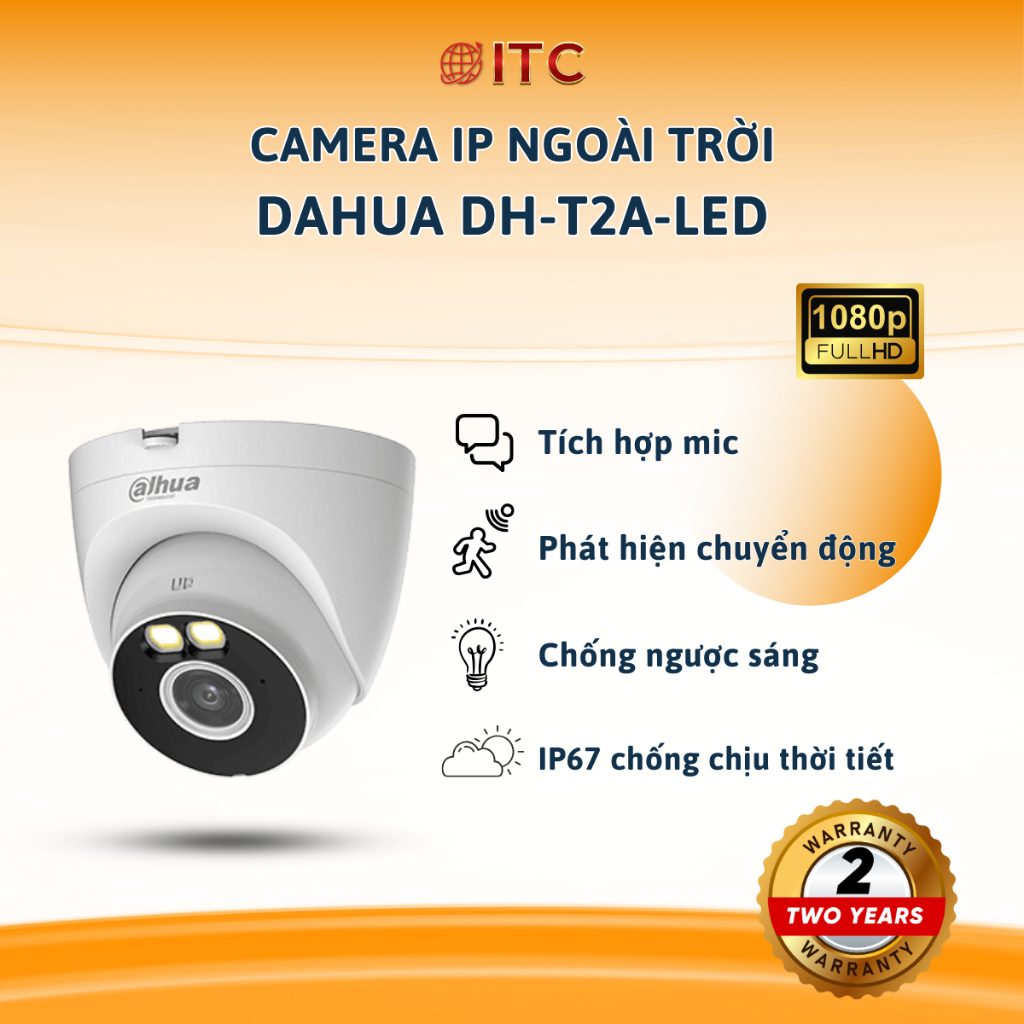 Camera WIFI Full color Dome Turret A1 2MP DAHUA DH-T2A-LED / 4MP DAHUA DH-T4A-LED tích hợp mic, phát