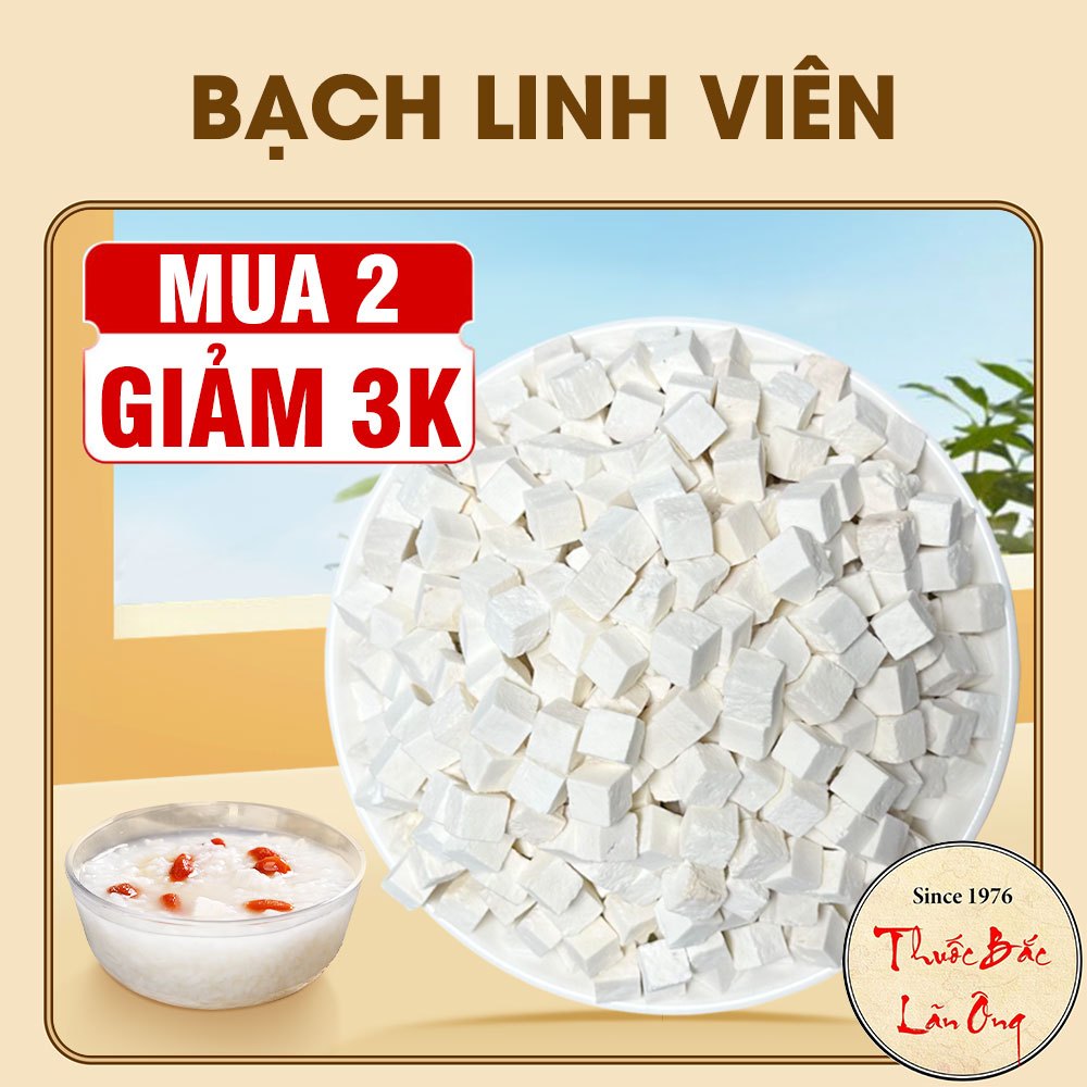 Bạch linh viên 100g, bạch phục linh, trắng, đẹp, không lẫn tạp chất - Lãn Ông