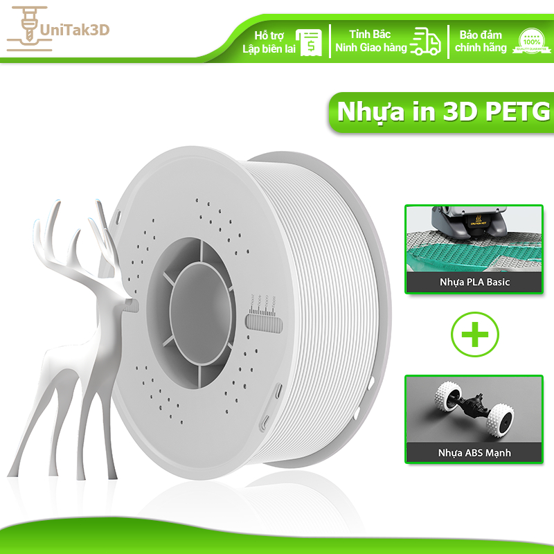 UniTak3D Nhựa in 3D PETG 1.75mm 1kg In Ấn Tốc Độ Cao cho Bambu LAB A1/X1/P1/H2D dòng và các máy FDM phổ biến khác PETG