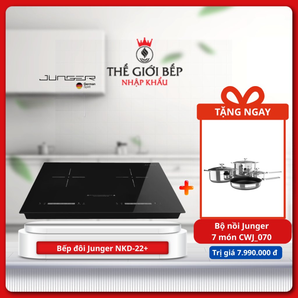 [TẶNG NỒI] Bếp từ đôi Junger NKD-22+ - Công Nghệ Cảm Ứng Thông Minh