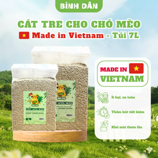 Cát vệ sinh cho chó mèo Bình Dân từ tre Việt Nam tự nhiên tiết kiệm, ít bụi, khử mùi, vón ổn (7L)
