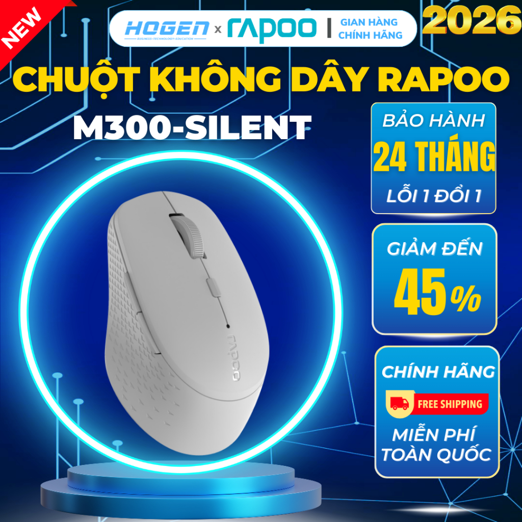 Chuột Không Dây Rapoo M300 Silent - Bluetooth, Nhỏ Gọn, Tiếng Động Siêu Nhỏ, Phù Hợp Laptop/ PC