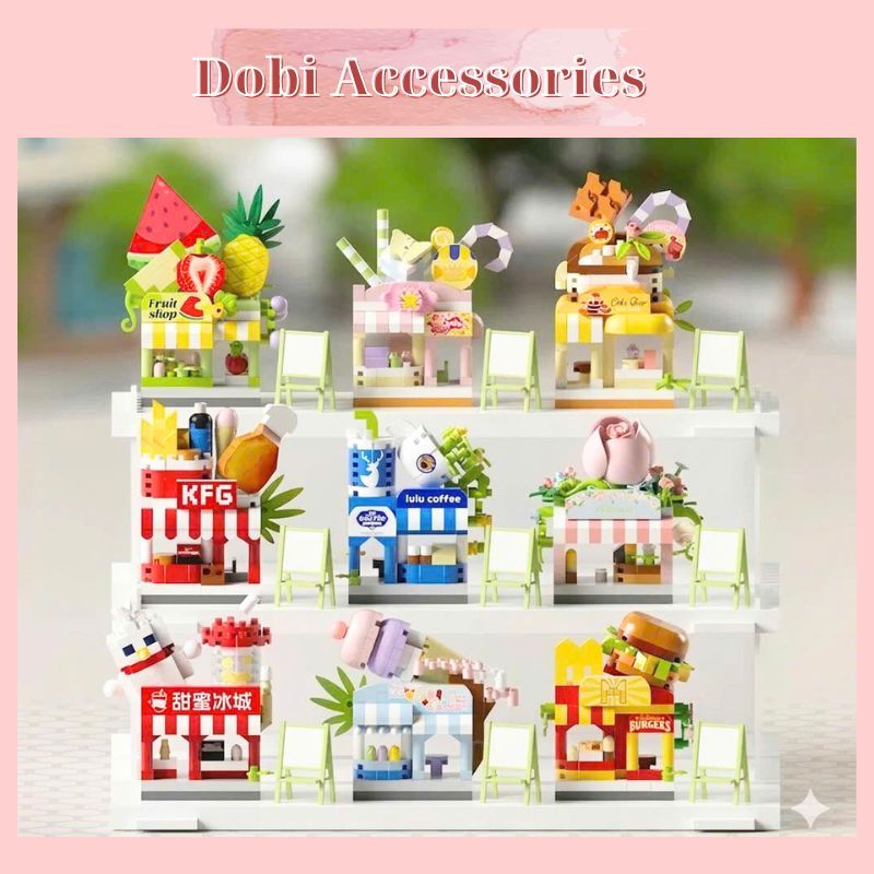 DIY COMBO Bộ Lắp Ráp Mô Hình Gian Hàng Xe Đẩy Hàng Rong Đường Phố Thường Nhật Thú Vị MINI 3D Dobi H16